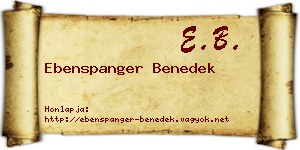 Ebenspanger Benedek névjegykártya